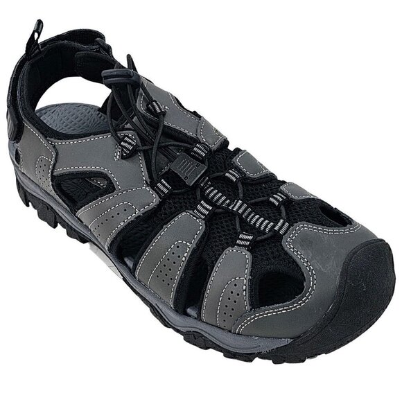EDDIE BAUER Stewart Bump Toe Gray Leather Bump Toe Fishermans Sandal 11M - Picture 1 of 8